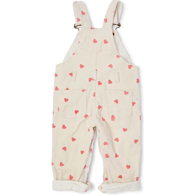 Heart Print Cord Overalls, Cream Heart - Overalls - 3