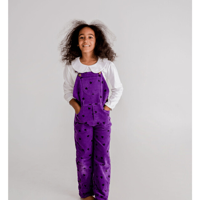 Heart Printed Overalls, Purple - Overalls - 4