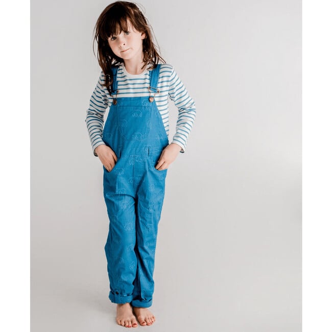 Bear Print Overalls, Nordic Blue - Overalls - 2