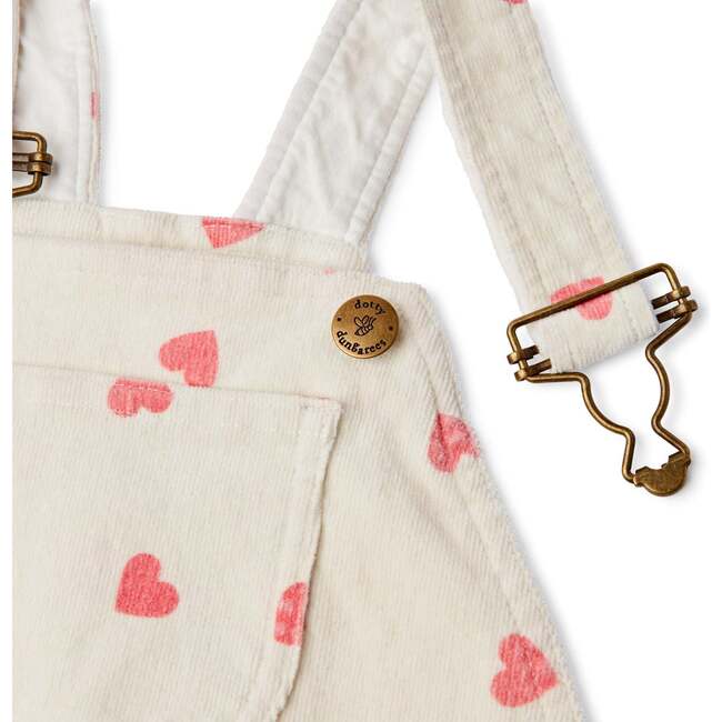 Heart Print Cord Overalls, Cream Heart - Overalls - 4