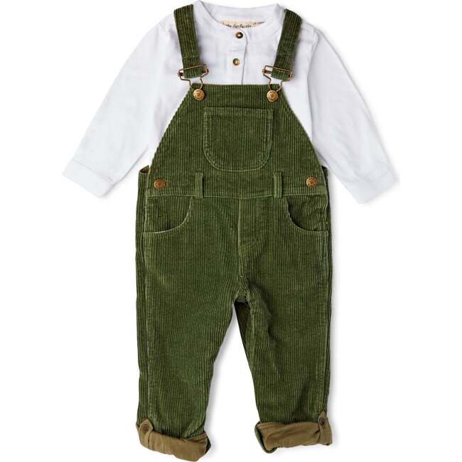 Chunky Cord Overalls, Khaki - Overalls - 3