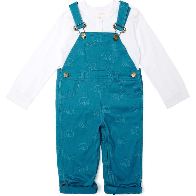 Bear Print Overalls, Nordic Blue - Overalls - 4