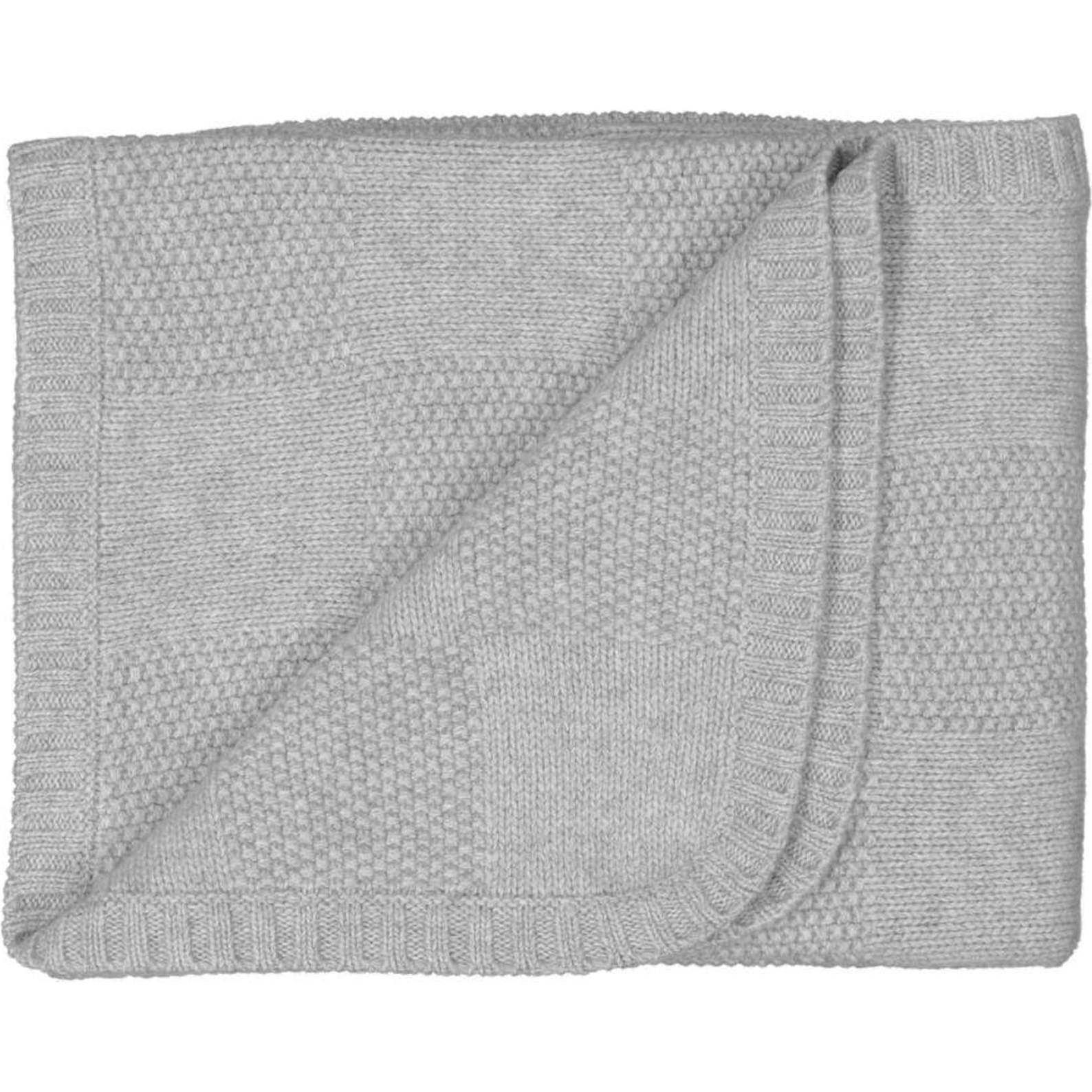 Moss Stitch Baby Blanket, Grey - Blankets - 1