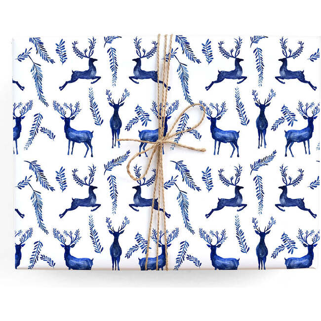 Enchanted Reindeer Gift Wrap, Blue - Paper Goods - 1