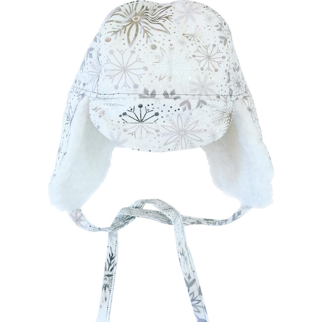 Winter Tie Hat, Snowflake on White Foil - Hats - 4