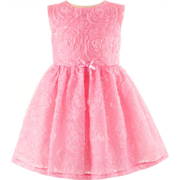 Rosette Tulle Dress, Pink - Dresses - 1