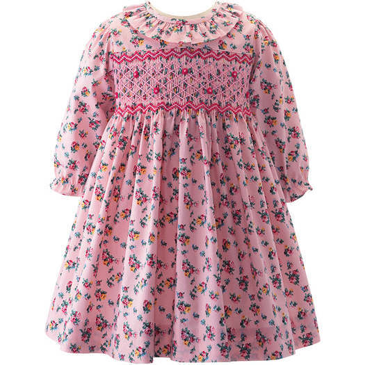 Mini Floral Smocked Dress & Bloomers, Pink
