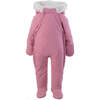 Faux Fur Trim Snowsuit, Pink - Snowsuits - 1 - thumbnail