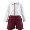 Cord Short and Shirt Set, Burgundy - Mixed Apparel Set - 1 - thumbnail