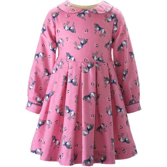 Pony Flannel Dress, Pink - Dresses - 1