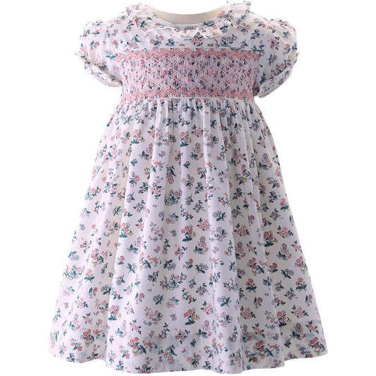 Mini Bloom Floral Smocked Dress, Pink - Rachel Riley Dresses | Maisonette