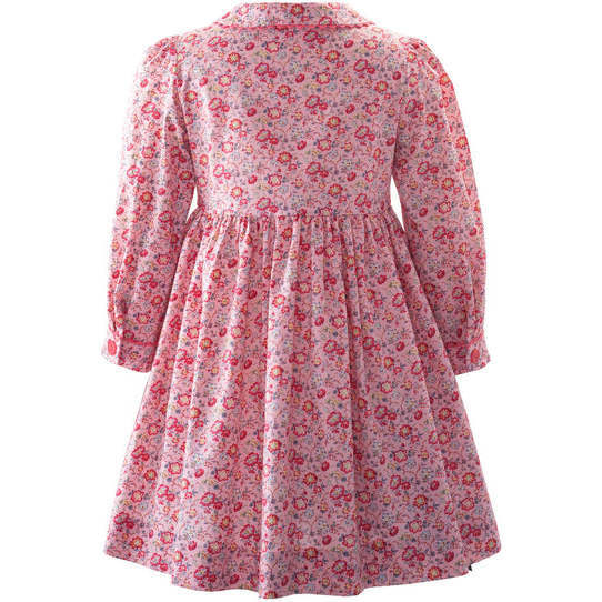 Meadow Print Button-front Dress, Pink