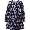 Polka Dot Bow Jersey Dress, Navy - Dresses - 1 - thumbnail