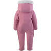 Faux Fur Trim Snowsuit, Pink - Snowsuits - 2
