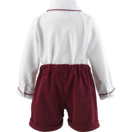 Cord Short and Shirt Set, Burgundy