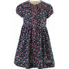 Floral Button-front Dress, Navy - Dresses - 1 - thumbnail