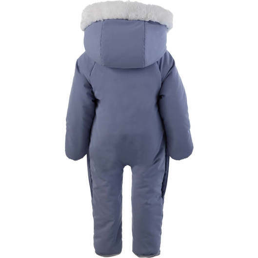 Faux Fur Trim Snowsuit, Blue - Snowsuits - 2