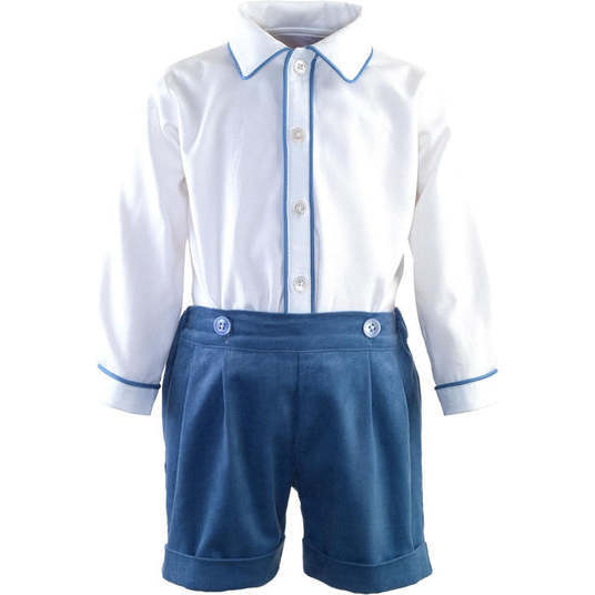 Cord Short and Shirt Set, Blue