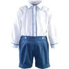 Cord Short and Shirt Set, Blue - Mixed Apparel Set - 1 - thumbnail