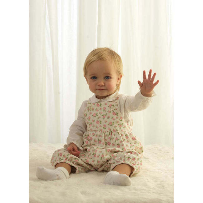 Rose Babycord Dungarees, Cream - Overalls - 3
