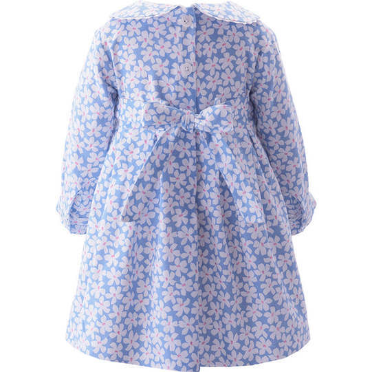 Daisy Flannel Pleated Dress, Blue