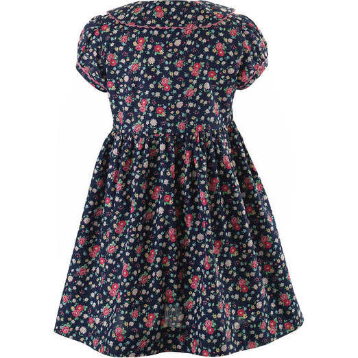 Floral Button-front Dress, Navy
