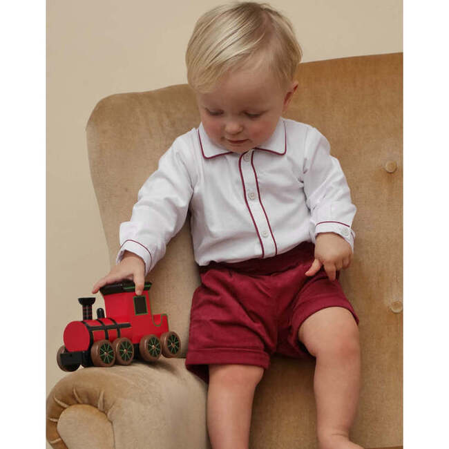 Cord Short and Shirt Set, Burgundy - Mixed Apparel Set - 3