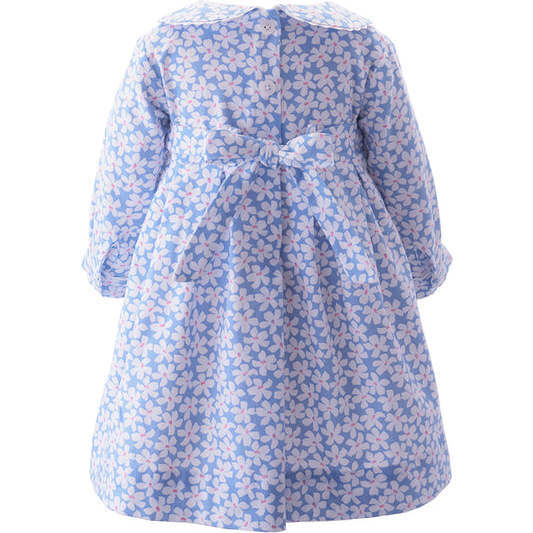 Daisy Flannel Pleated Dress and Bloomers, Blue - Dresses - 2