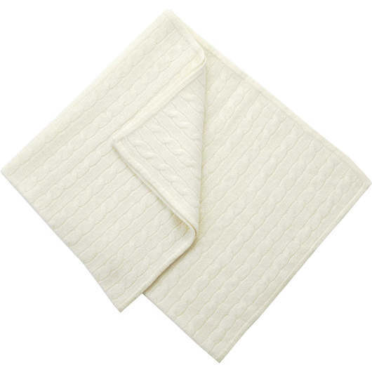 Cashmere Cable Blanket, Ivory