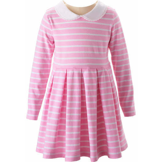 Breton Striped Jersey Dress, Pink