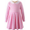 Breton Striped Jersey Dress, Pink - Dresses - 1 - thumbnail