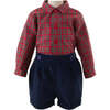 Tartan Shirt and Shorts Set, Red - Mixed Apparel Set - 1 - thumbnail