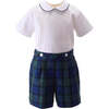 Tartan Shirt and Shorts Set, Navy - Mixed Apparel Set - 1 - thumbnail