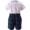 Tartan Shirt and Shorts Set, Navy - Mixed Apparel Set - 2