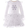 Snowflake Print Tutu Dress, Ivory - Dresses - 1 - thumbnail