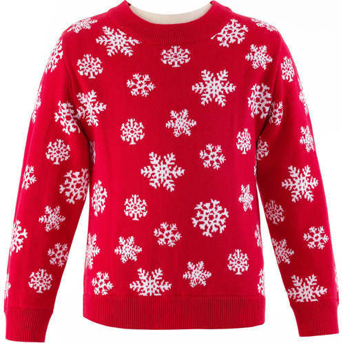 Snowflake Sweater, Red - Sweaters - 1