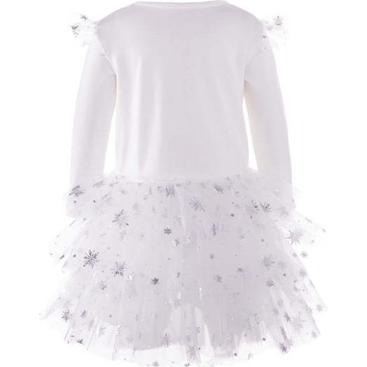 Snowflake Print Tutu Dress, Ivory - Dresses - 2