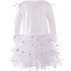 Snowflake Print Tutu Dress, Ivory - Dresses - 2 - thumbnail