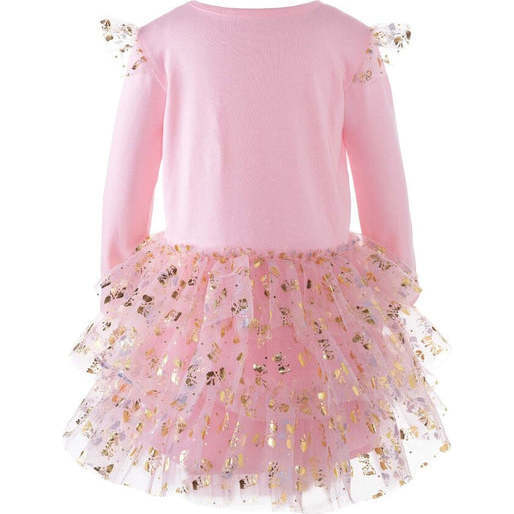 Bow Print Tutu Dress, Pink