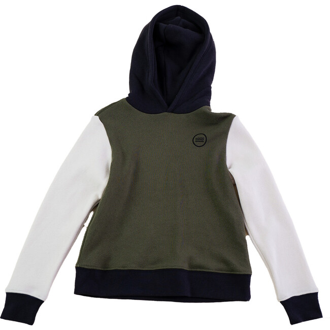 Color Block Pullover Hoodie, Olive - Sweatshirts - 1