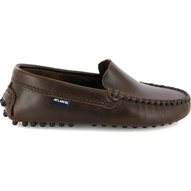 Pull Up Leather Plain Drivers, Dark Brown - Loafers - 1