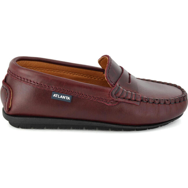 Pull up Leather Penny Moccasins, Burgundy