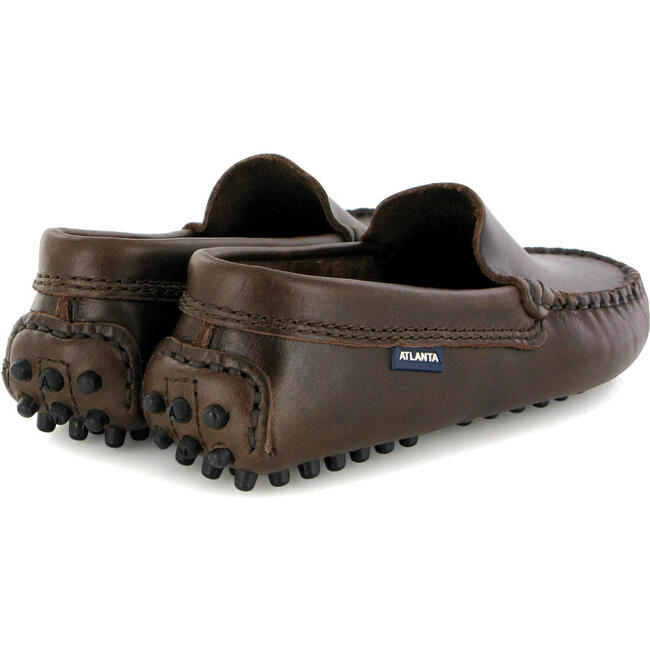 Pull Up Leather Plain Drivers, Dark Brown - Loafers - 4