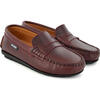 Pull up Leather Penny Moccasins, Burgundy - Loafers - 3