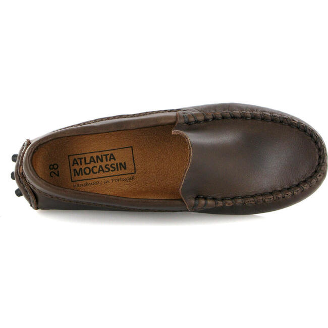 Pull Up Leather Plain Drivers, Dark Brown - Loafers - 5