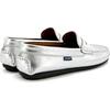 Adult Metallic Leather Penny Moccasins, Silver - Loafers - 3