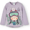 Snow Girl Graphic T-Shirt, Mauve - T-Shirts - 1 - thumbnail