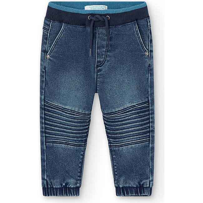 Stretch Knit Pants, Blue - Pants - 1