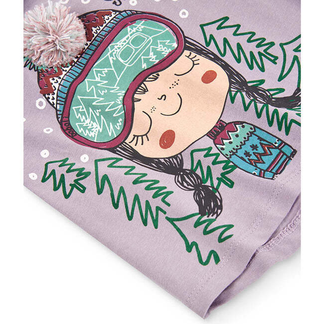 Snow Girl Graphic T-Shirt, Mauve - T-Shirts - 3