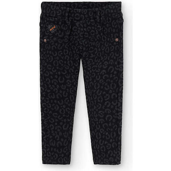 Leopard Print Pants, Black - Pants - 1